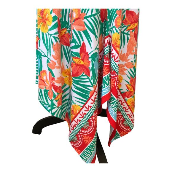 Ruby Rd. Tropical Splash Colorful Flowy Beachy Floral Asymmetrical Maxi Skirt 1X - Picture 9 of 11